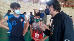 Álex Sogas y Juan Viñuales entrevistados en el post partido Salesianos - El Salvador