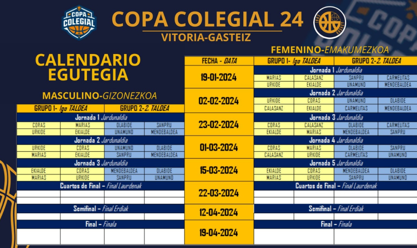 Calendario IkasBasket - Copa Colegial Calendario IkasBasket - Copa Colegial