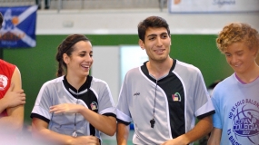  Huddle motivacional de Natanael Velázquez en la Copa Colegial Sevilla