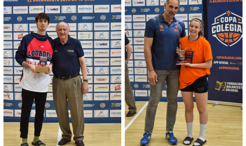 Laia Garcia (EPSA) y Juan R Neri (Lourdes), campeones nacionales del concurso de triples Santalucía