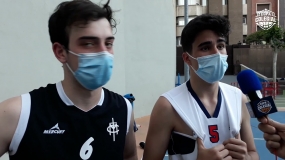 Nicolás Gómez y Pablo Gútiez, el postpartido Compañía de María - Rosa Molas con sus MVPs