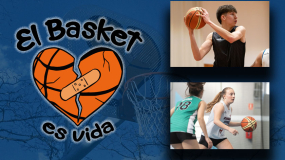 Sara Ruiz y Sergio Rodríguez, en el 5º partido El Basket es vida representando a la Copa Colegial